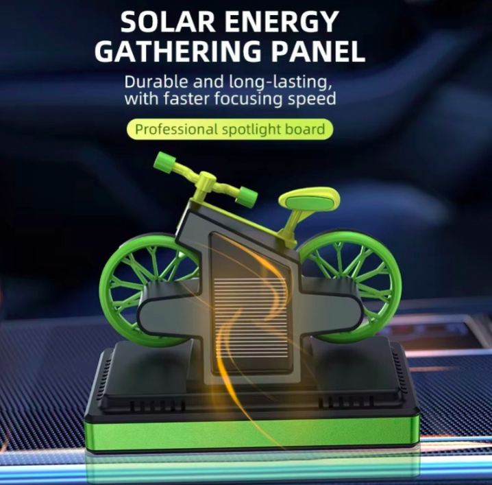 Solar energy gathering panel with green frame and black base on a dark background