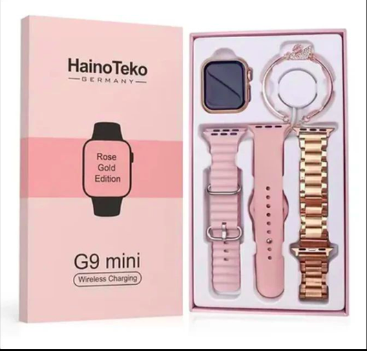 Watch set with pink and gold straps in a HainoTeko box