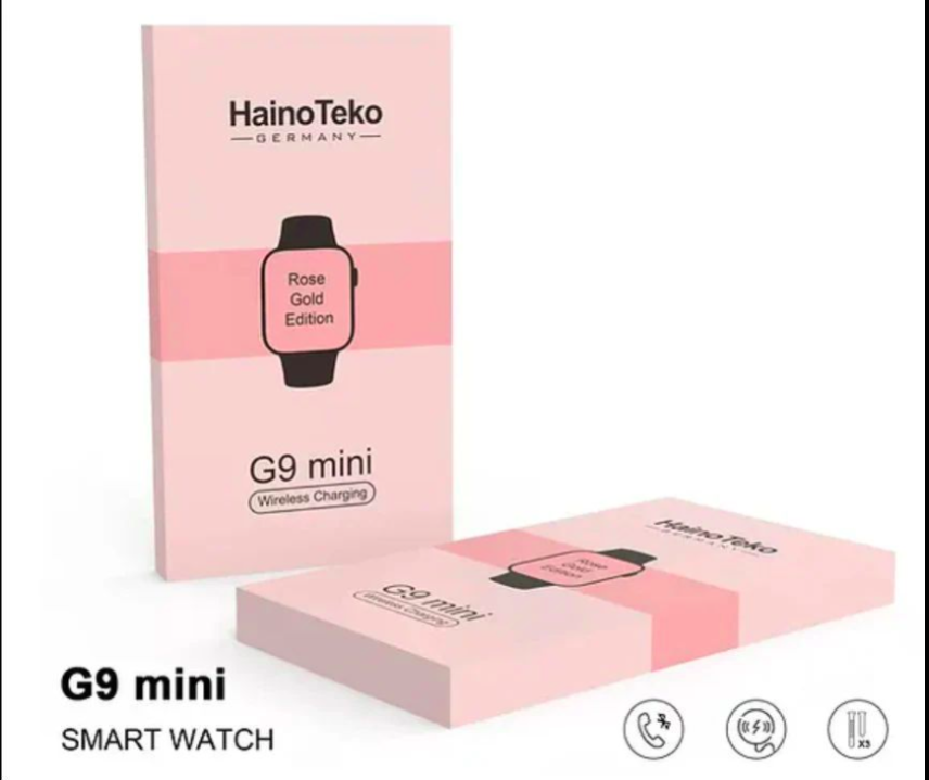 HainoTeko G9 mini smart watch packaging on a white background