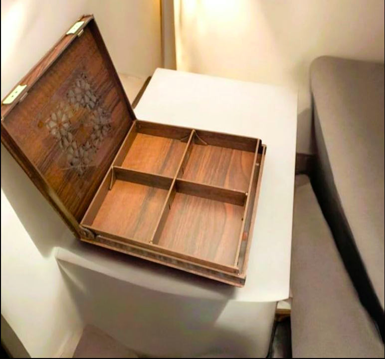Wooden handmade crafted dry fruit storage Box 4 compartment