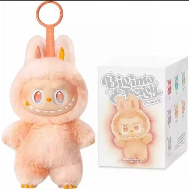 Plush toy with a bunny design and packaging on a white background