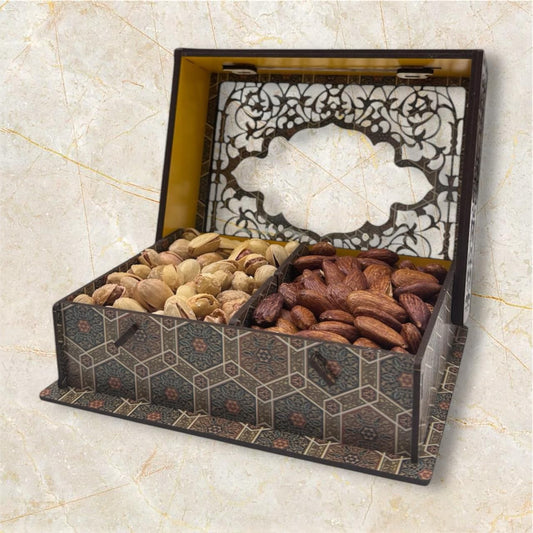 Wooden handmade crafted dry fruit storage Box  2 compartments