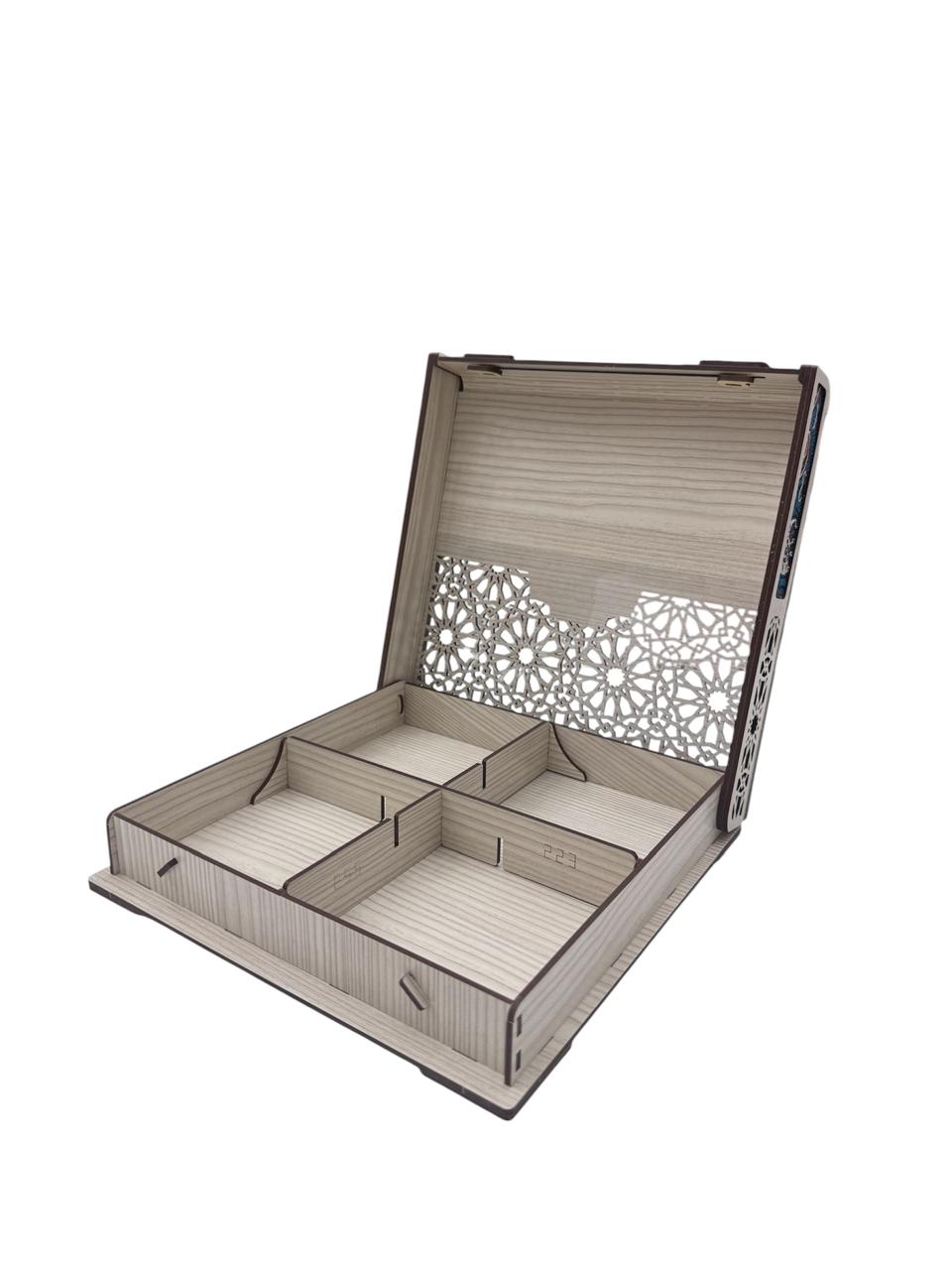 Wooden handmade crafted dry fruit storage Box 4 compartment