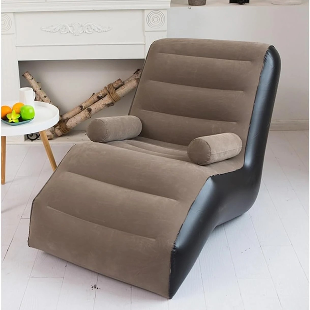 140cm S-Shaped Inflatable Sofa Chair Bed – Ergonomic Single Person Foldable Lazy Sofa, Portable Home Furniture for Living Room & Bedroom