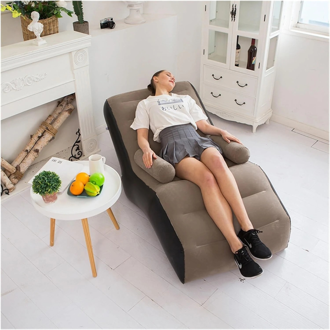 140cm S-Shaped Inflatable Sofa Chair Bed – Ergonomic Single Person Foldable Lazy Sofa, Portable Home Furniture for Living Room & Bedroom