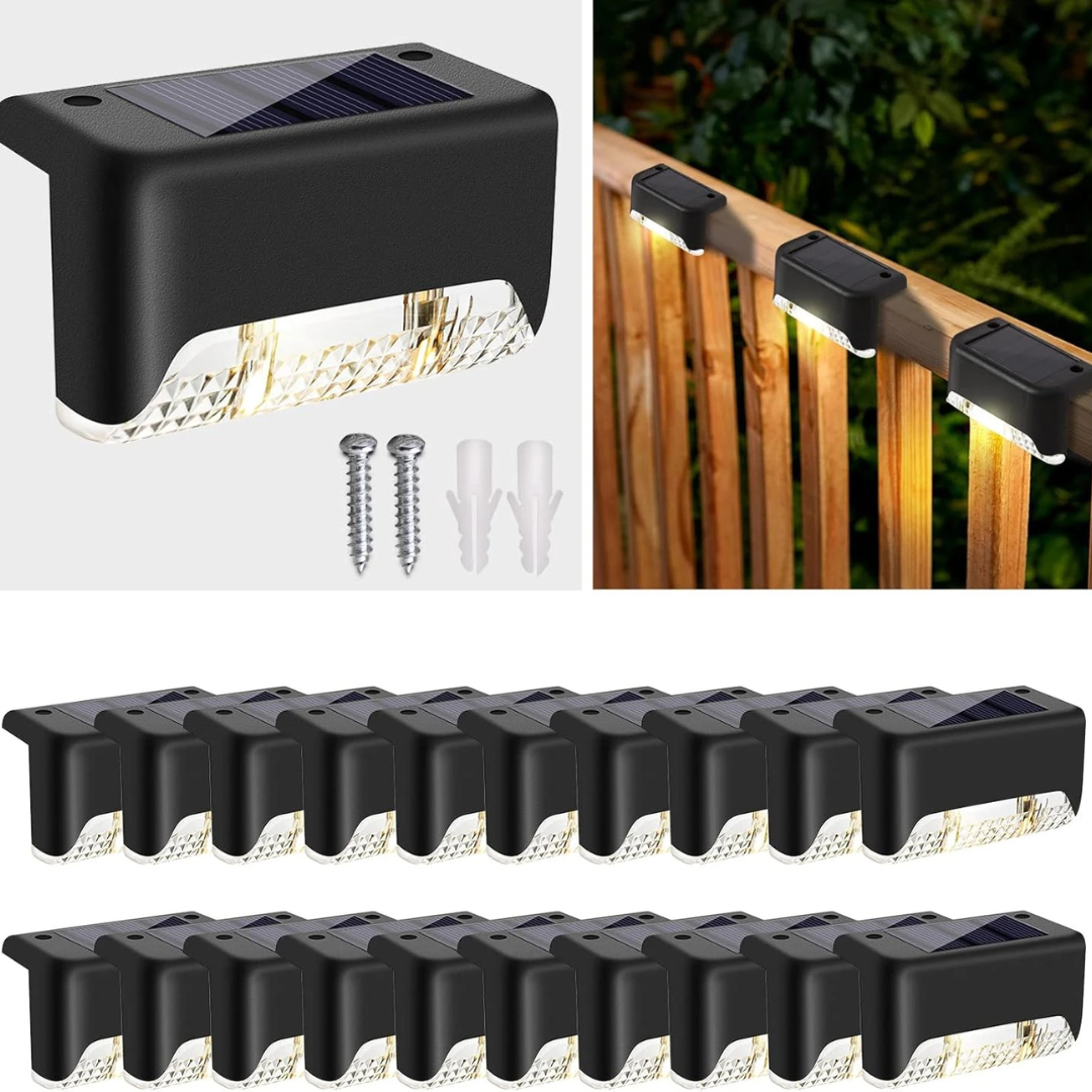6 pcs Solar Deck Lights – Outdoor Waterproof LED Step Lighting