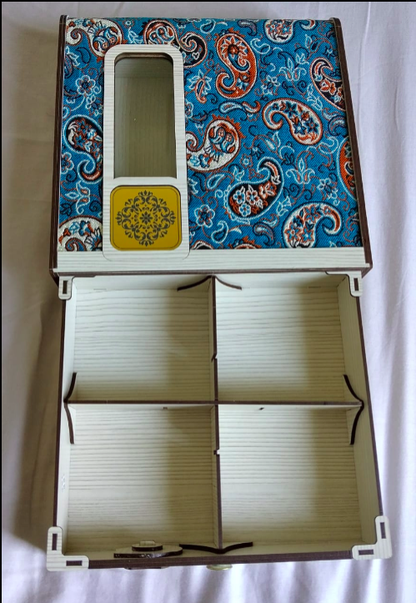Wooden handmade crafted dry fruit storage Box 4 compartment