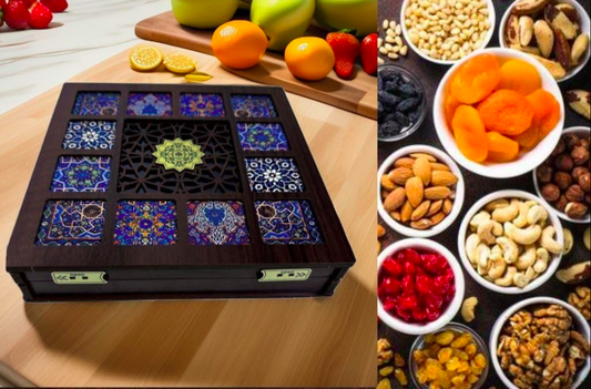 Wooden handmade crafted dry fruit storage Box 4 compartment