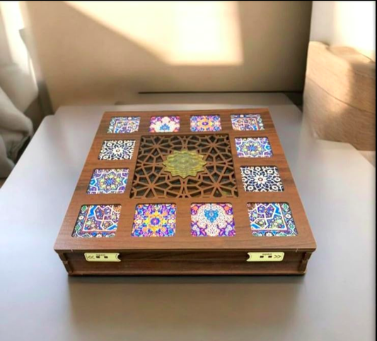 Wooden handmade crafted dry fruit storage Box 4 compartment