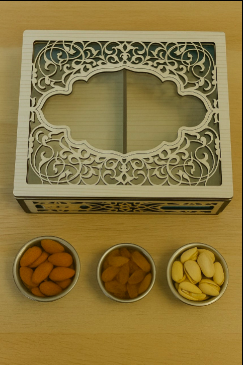 Wooden handmade crafted dry fruit storage Box  2 compartments