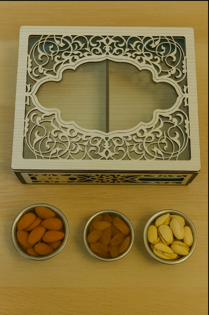 Wooden handmade crafted dry fruit storage Box  2 compartments