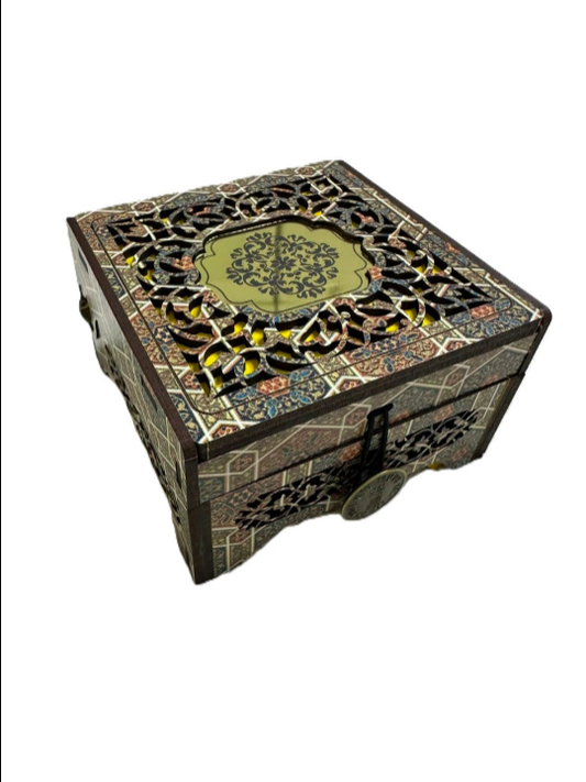 Wooden handmade crafted dry fruit storage Box  Intricate Patterns single compartments