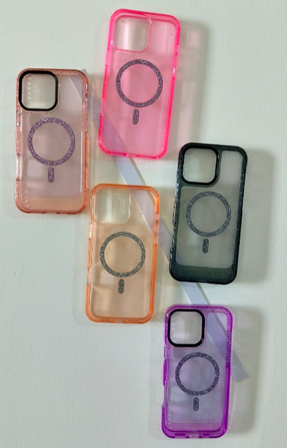 Set of colorful phone case designs on a light gray background