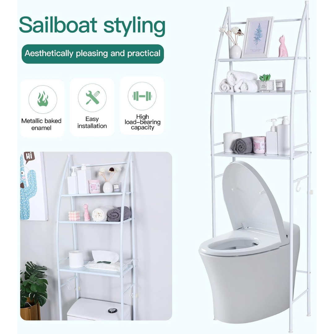 3-Tier Over-The-Toilet Bathroom Storage Rack Rust-Free Metal Space Saver