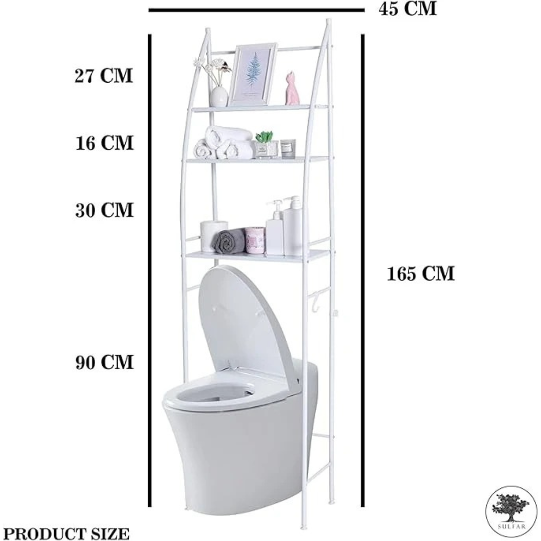 3-Tier Over-The-Toilet Bathroom Storage Rack Rust-Free Metal Space Saver