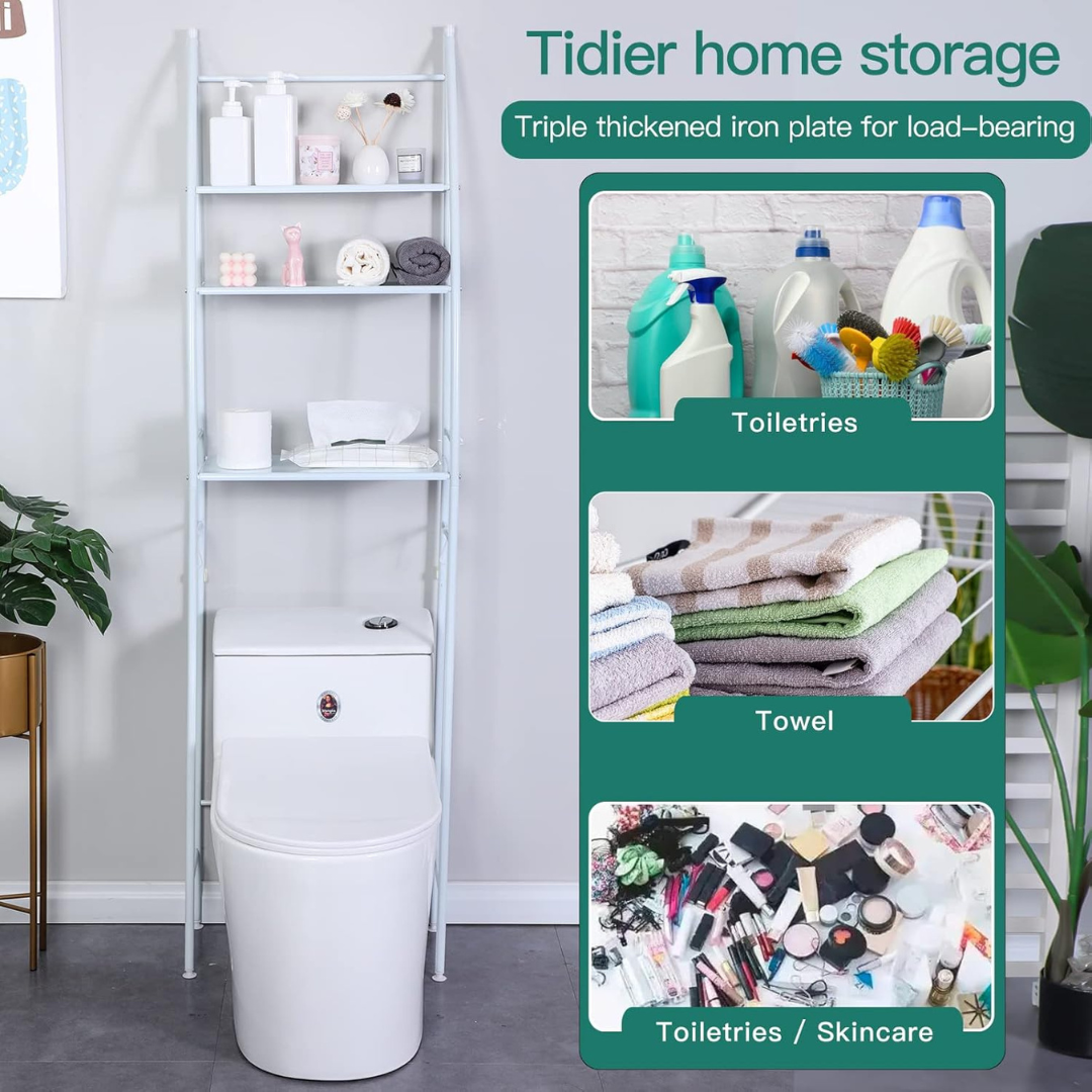 3-Tier Over-The-Toilet Bathroom Storage Rack Rust-Free Metal Space Saver
