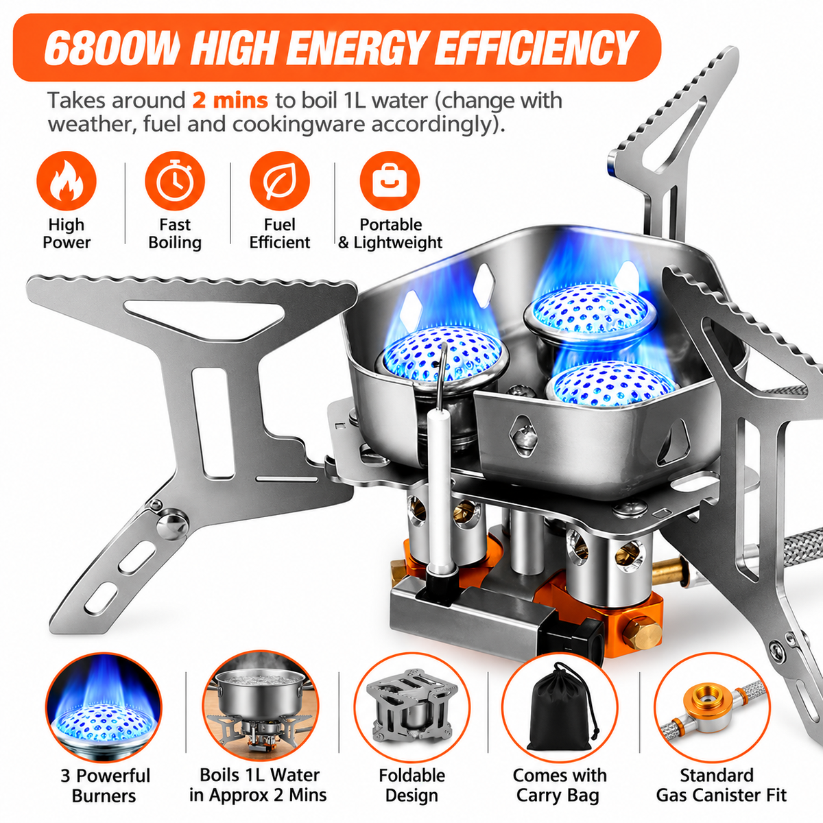 Portable 6800W Camping Stove – Fast, Powerful & Fuel Efficient