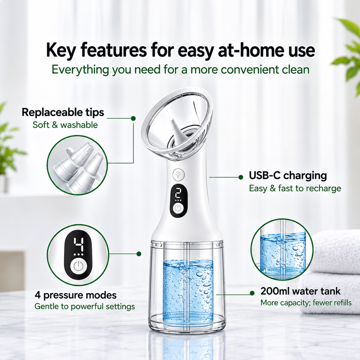 Electric Ear Wax Removal Kit with Water Flushing System