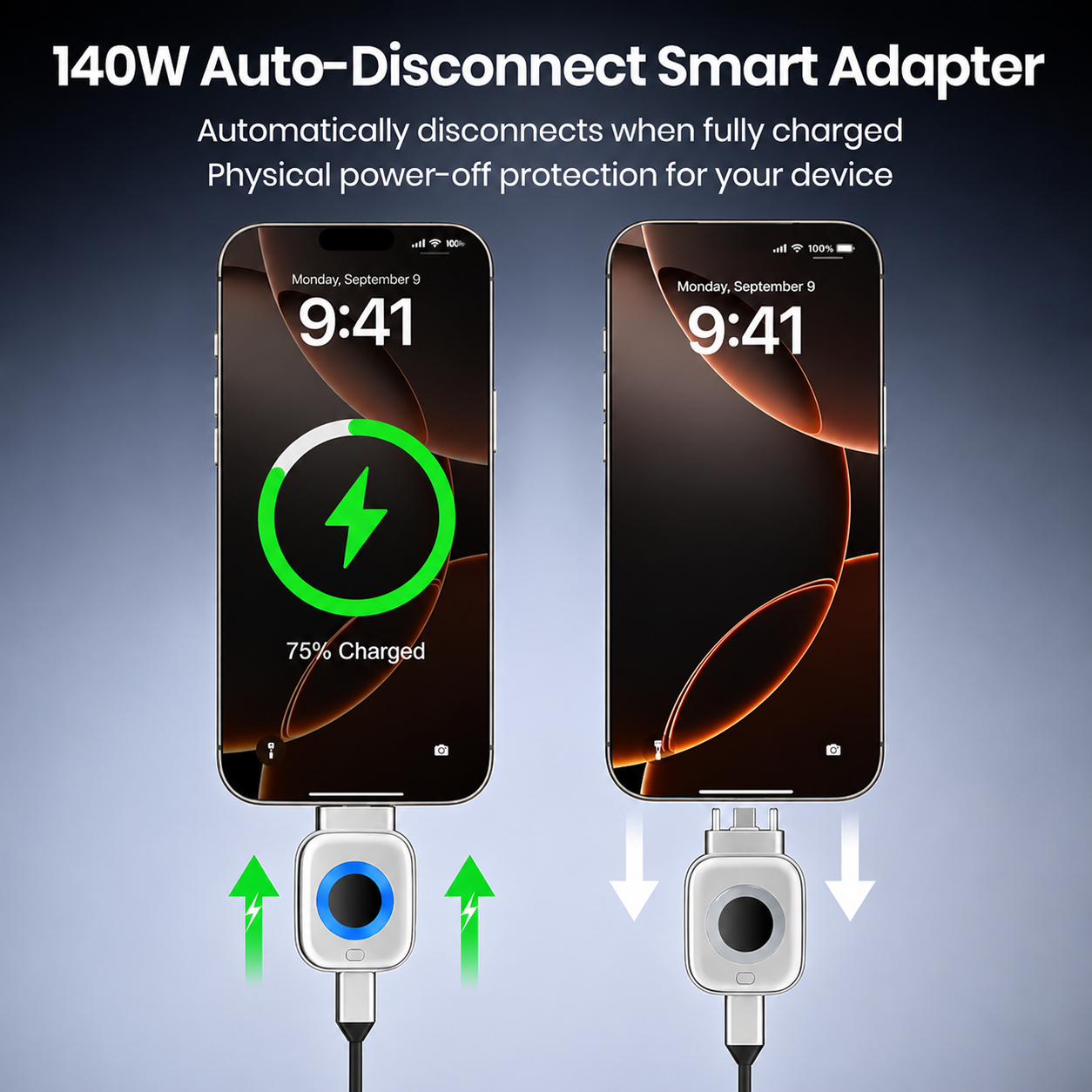 Smart Auto Cut-Off USB-C Charging Adapter