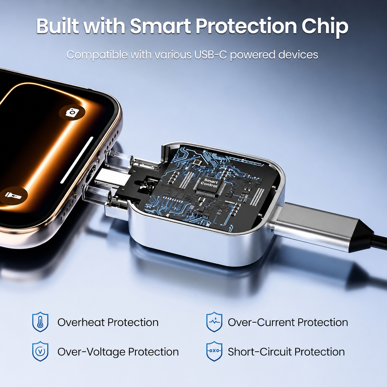 Smart Auto Cut-Off USB-C Charging Adapter