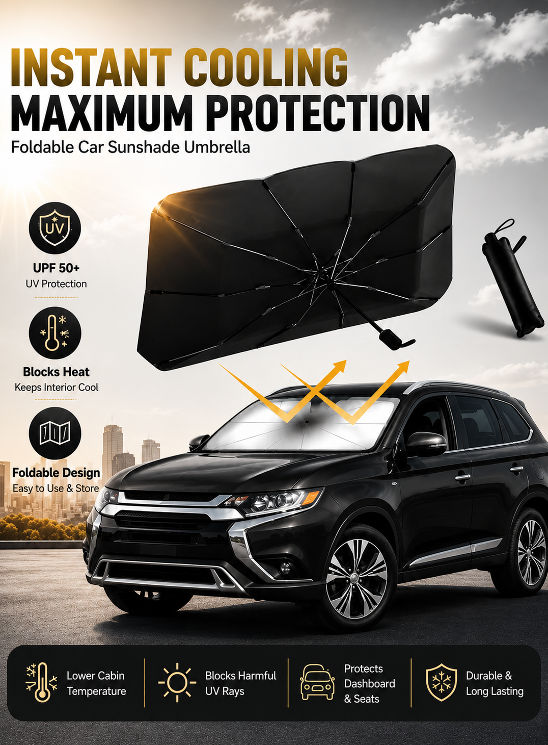 Premium Sunshade Umbrella For Cars ( Universal Size )