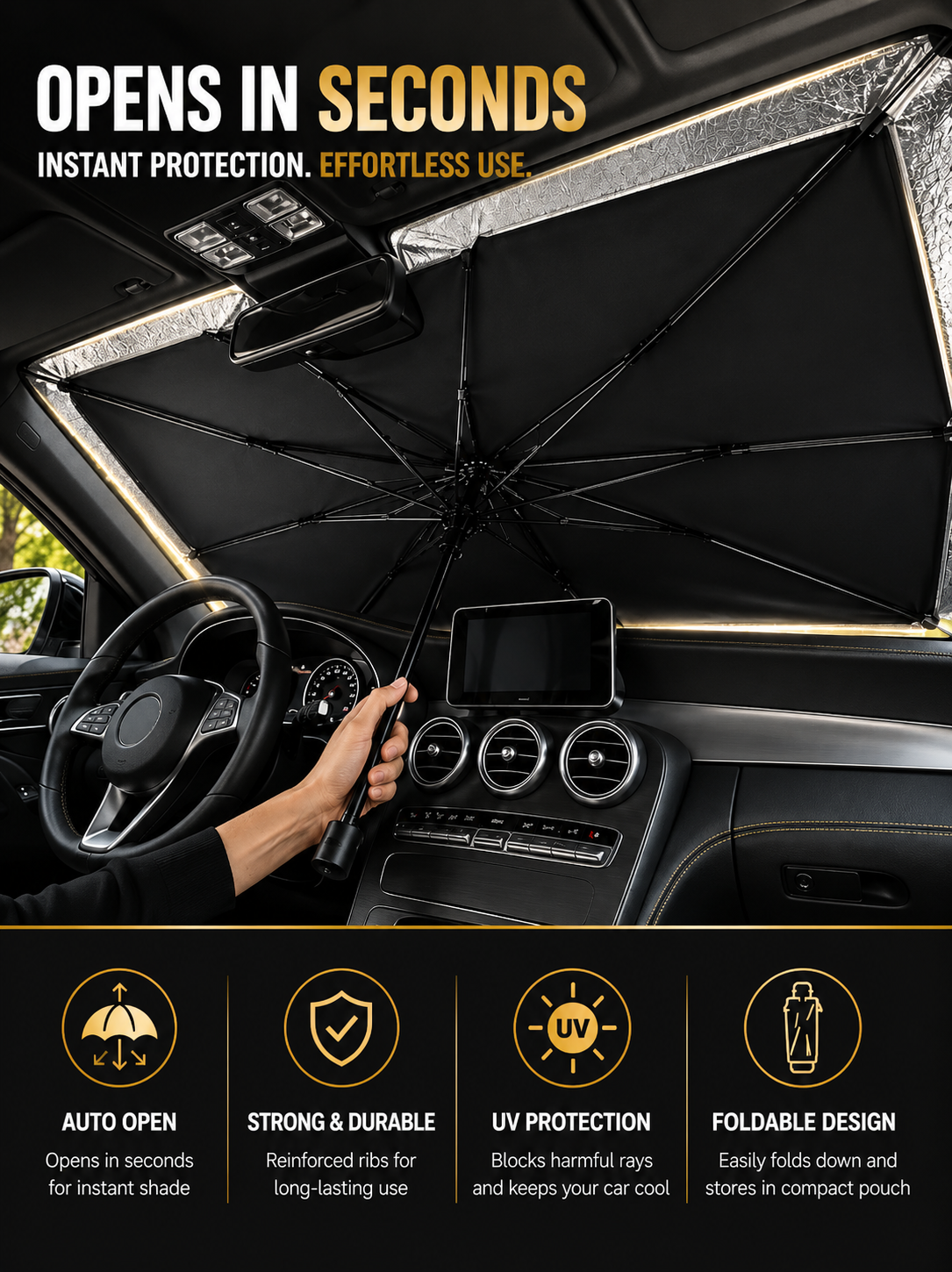 Premium Sunshade Umbrella For Cars ( Universal Size )