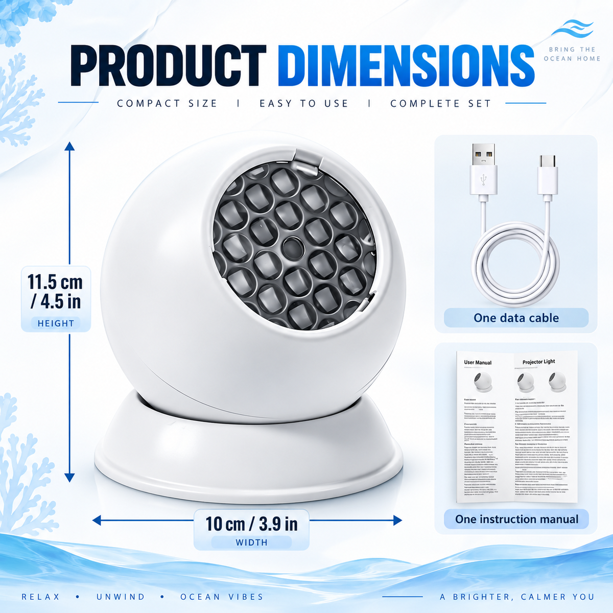 360° Rotating Ocean Wave LED Ambient Night Light