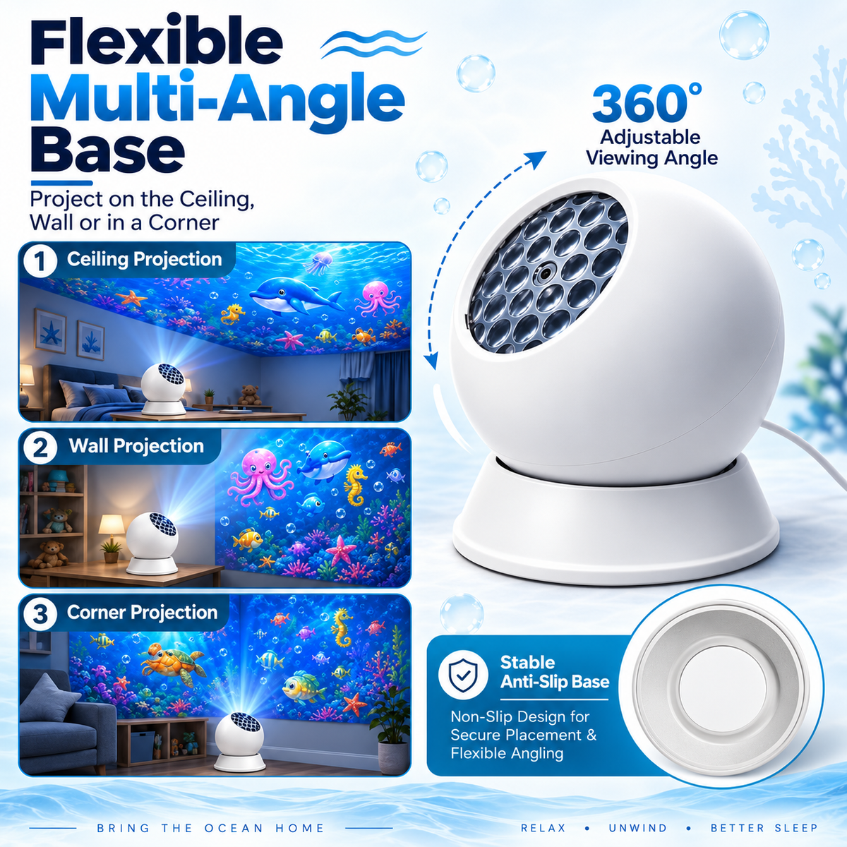 360° Rotating Ocean Wave LED Ambient Night Light
