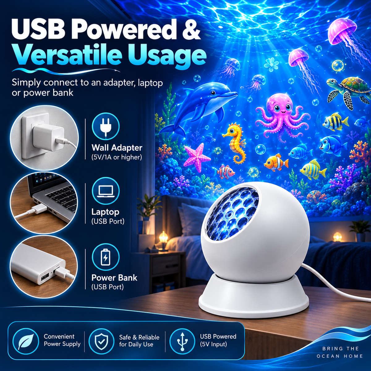 360° Rotating Ocean Wave LED Ambient Night Light