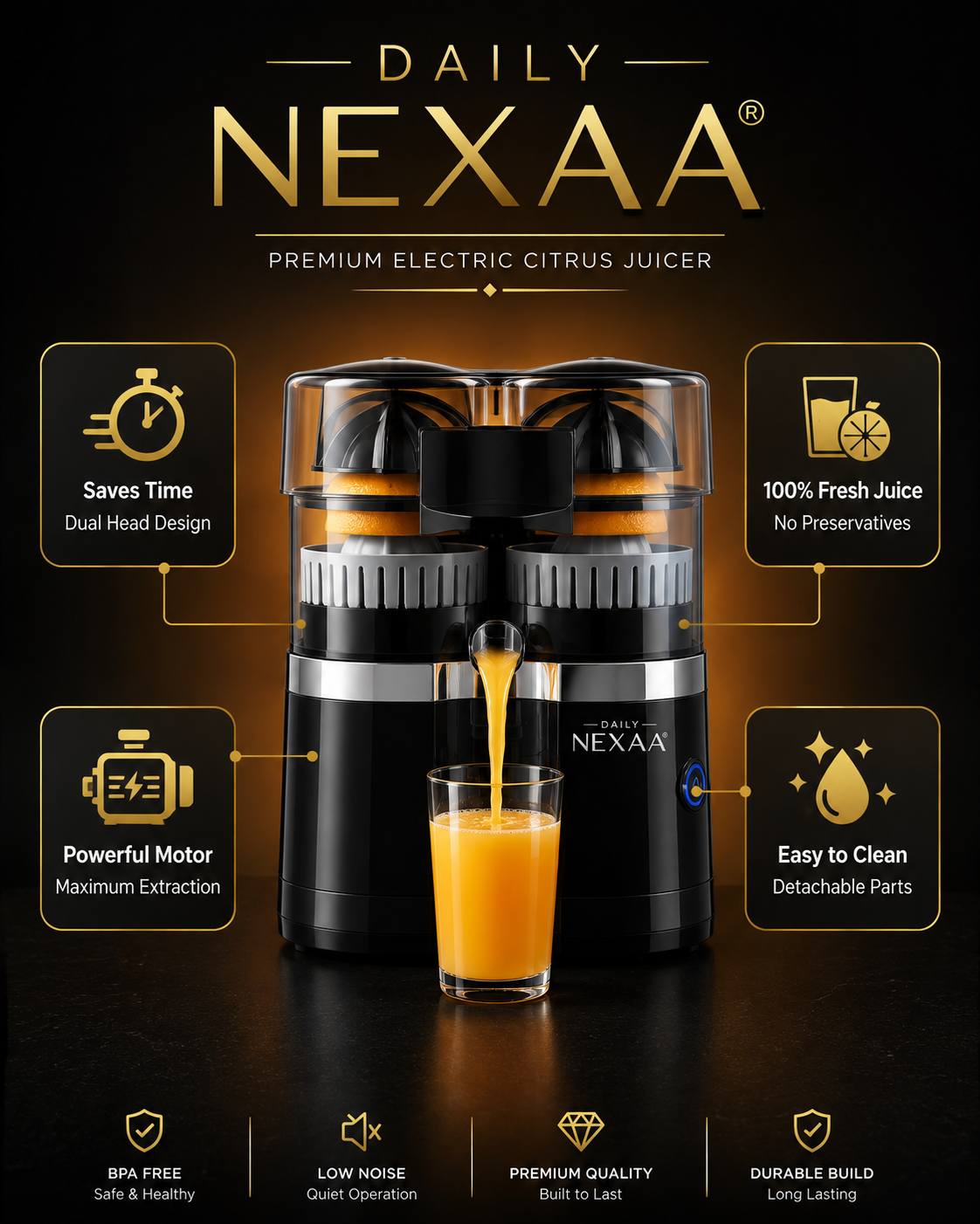 Dual-Head Electric Citrus Juicer