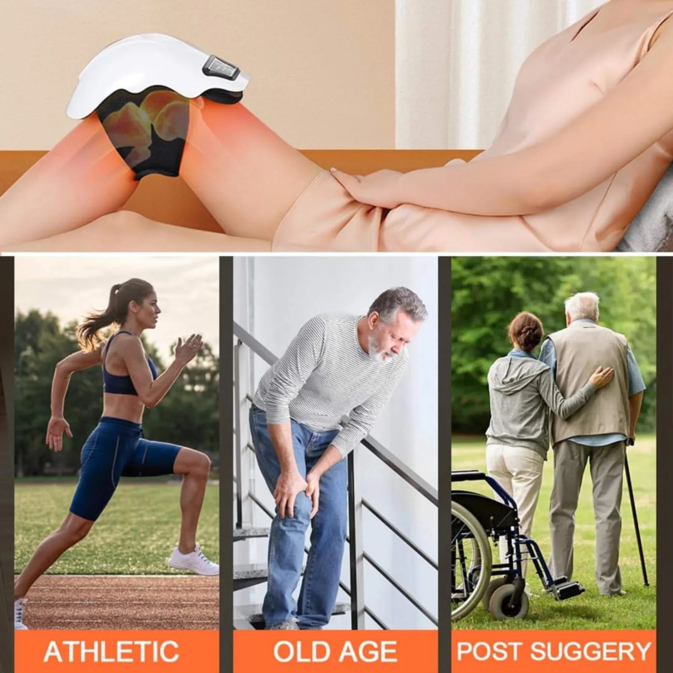 Cordless Knee Massager with Heat Therapy & Red Light