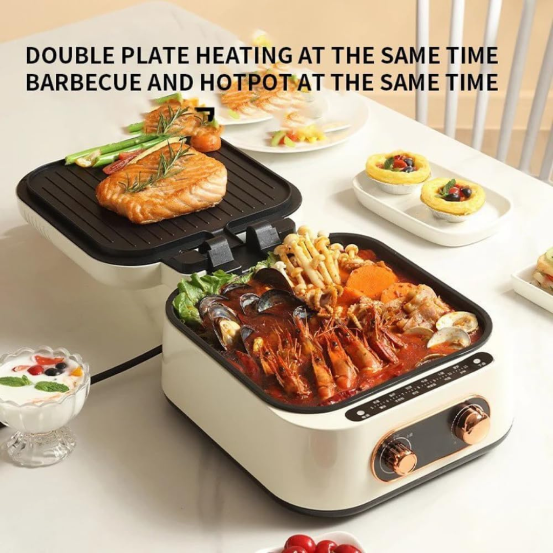 Multi-Function Electric hot Pot –3 in 1 grill with 1800W High Power for Fast Cooking
