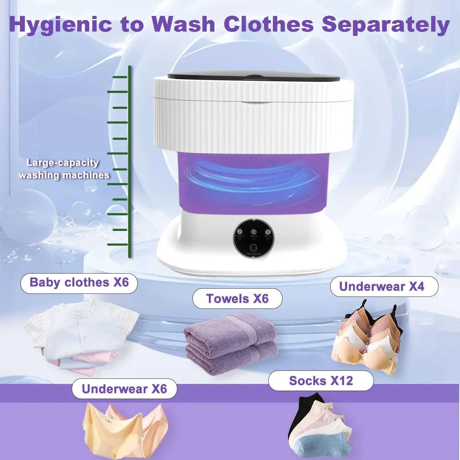 Portable Folding Washing Machine – 6L Mini Washer with 3 Modes