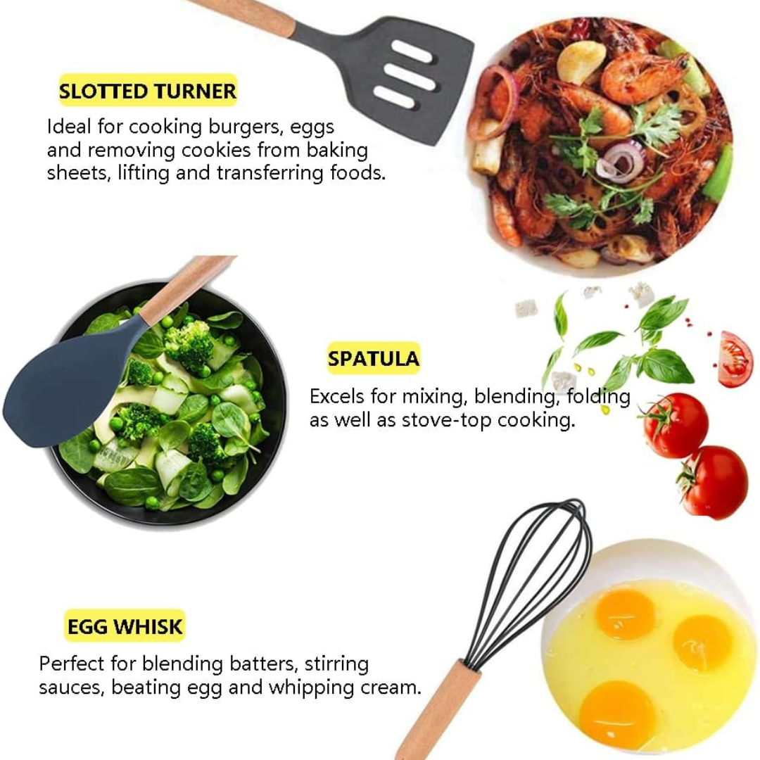 12-Piece Non-Stick Silicone Kitchen Utensil Set