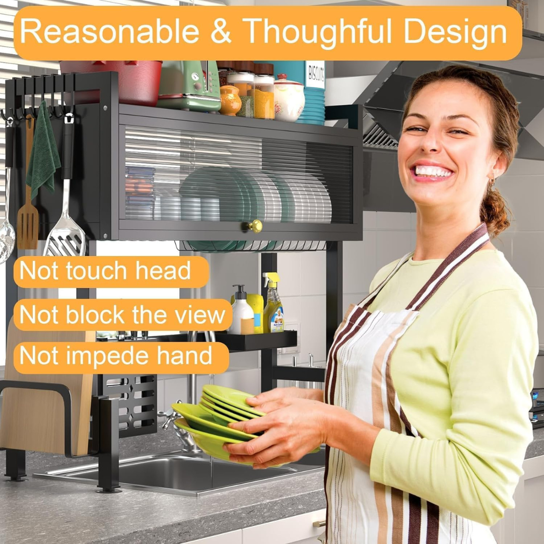 Over the Sink Dish Rack Organizer 2-Tier Kitchen Storage