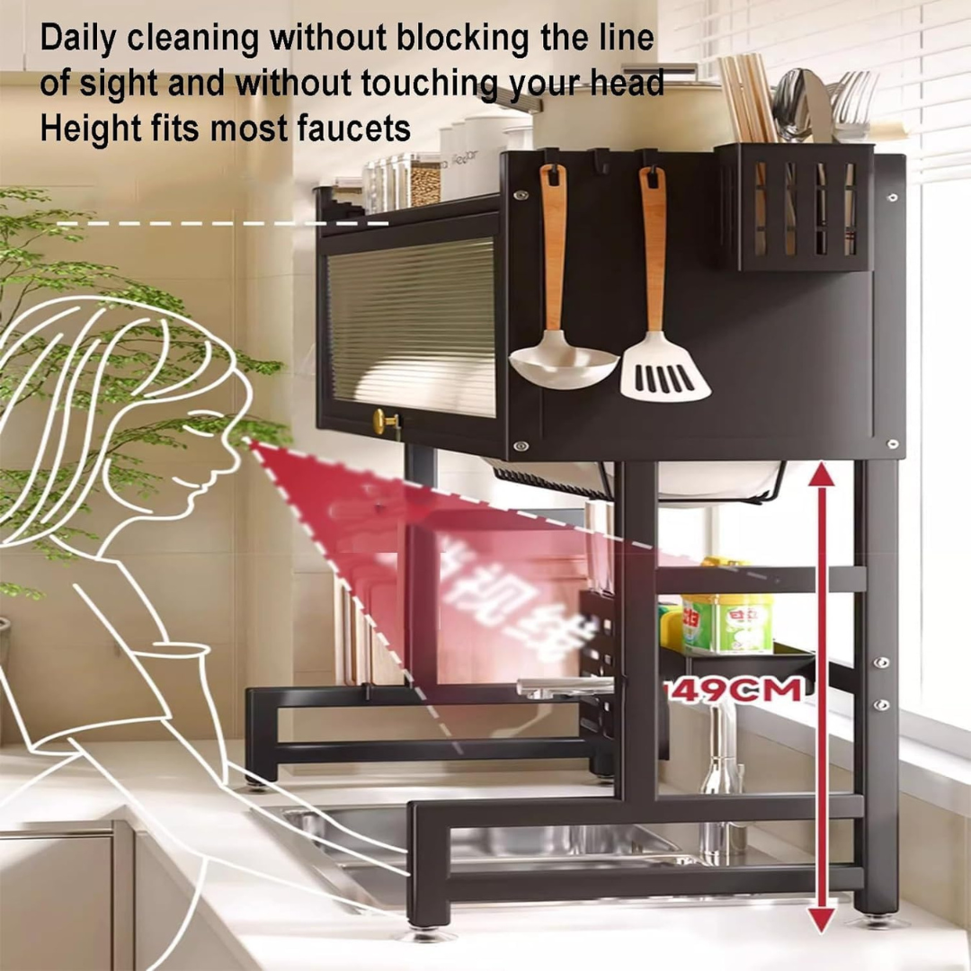Over the Sink Dish Rack Organizer 2-Tier Kitchen Storage