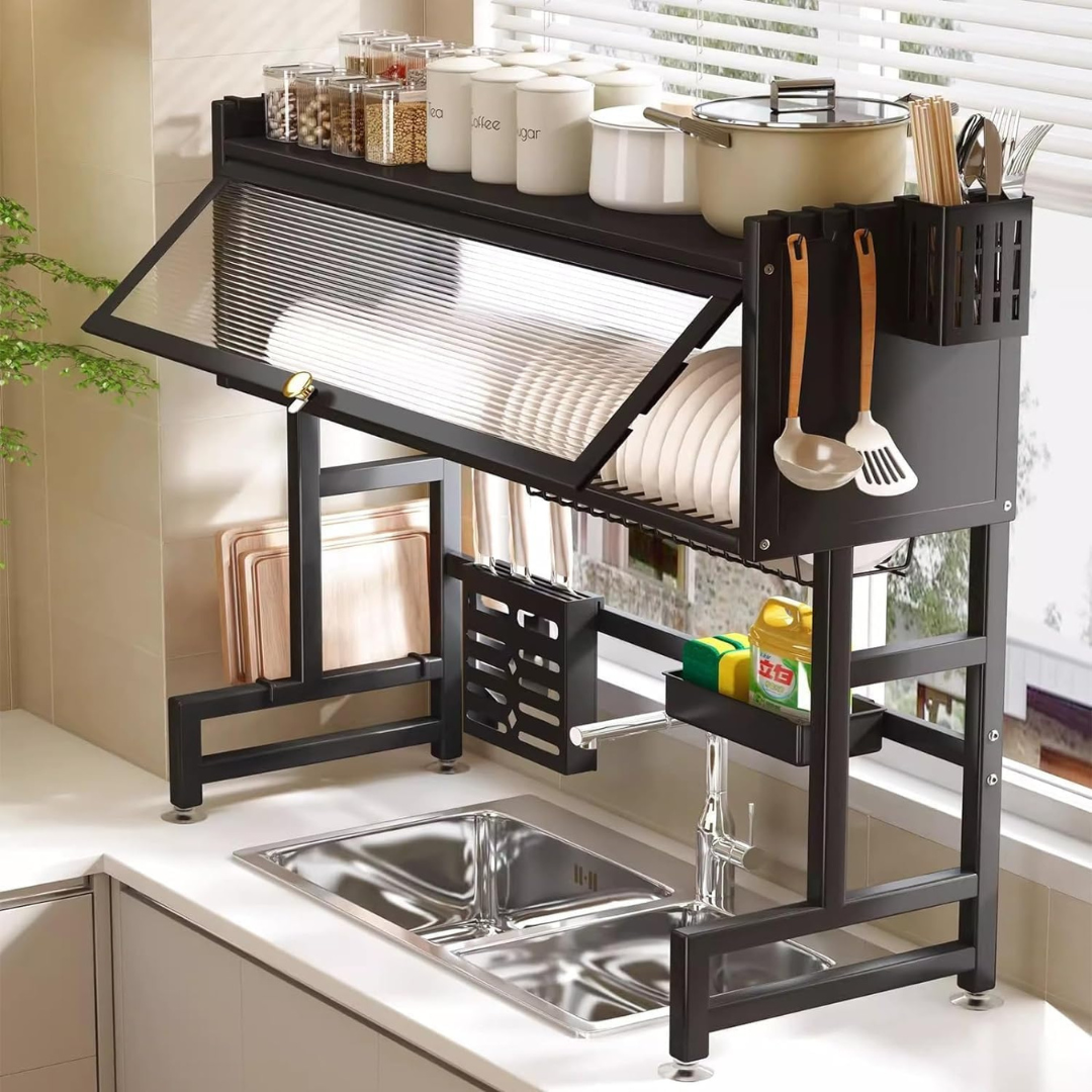 Over the Sink Dish Rack Organizer 2-Tier Kitchen Storage