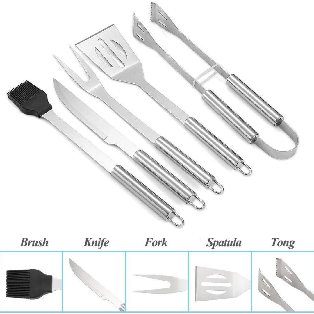 BBQ Grill Tool Set 5-Piece Stainless Steel with Carry Case