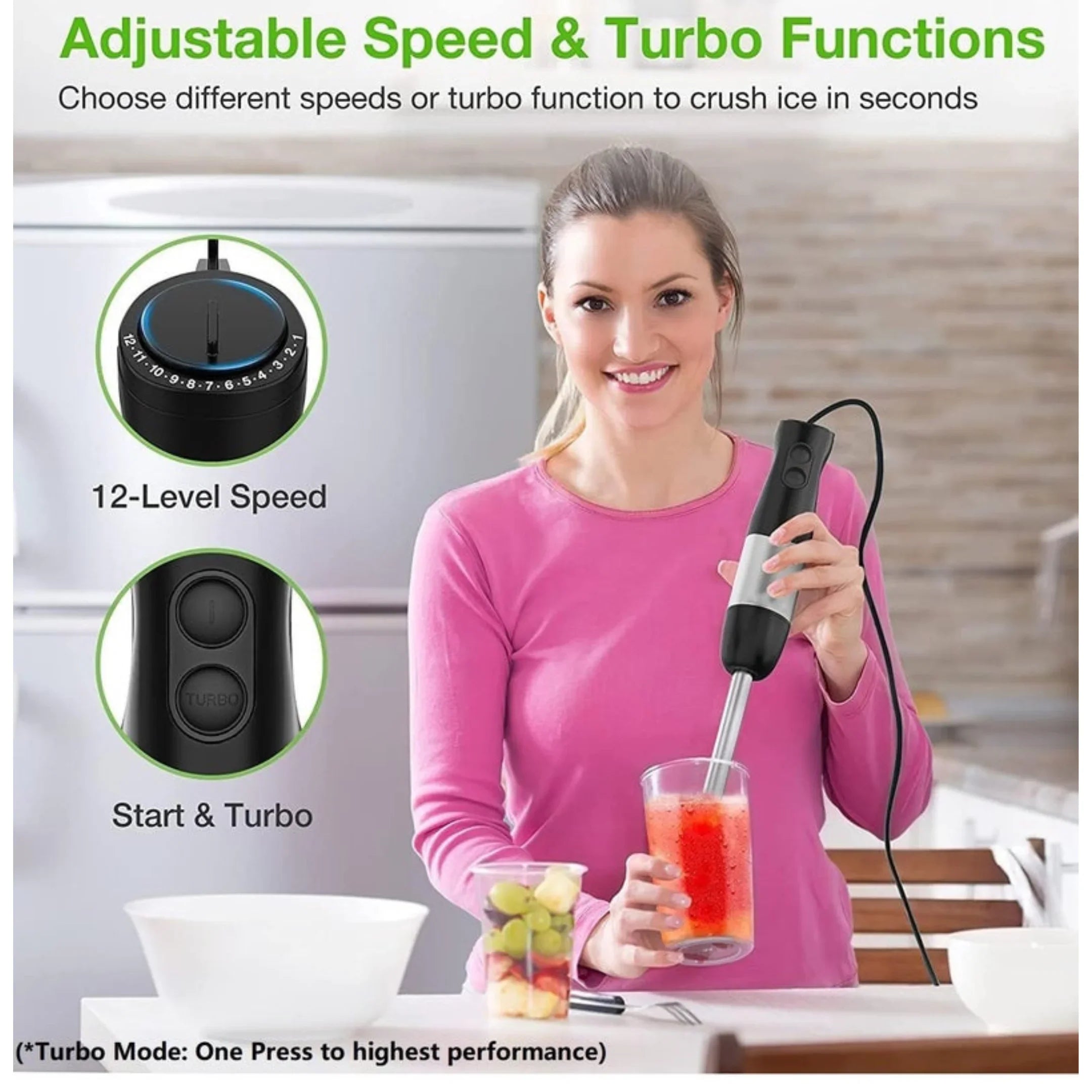 4-in-1 Hand Blender Set | Chopper, Whisk & Ice Crusher
