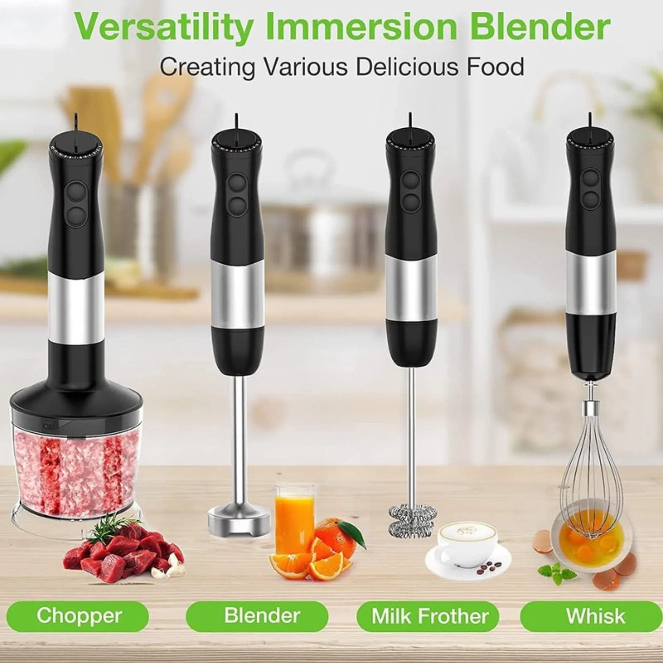 4-in-1 Hand Blender Set | Chopper, Whisk & Ice Crusher