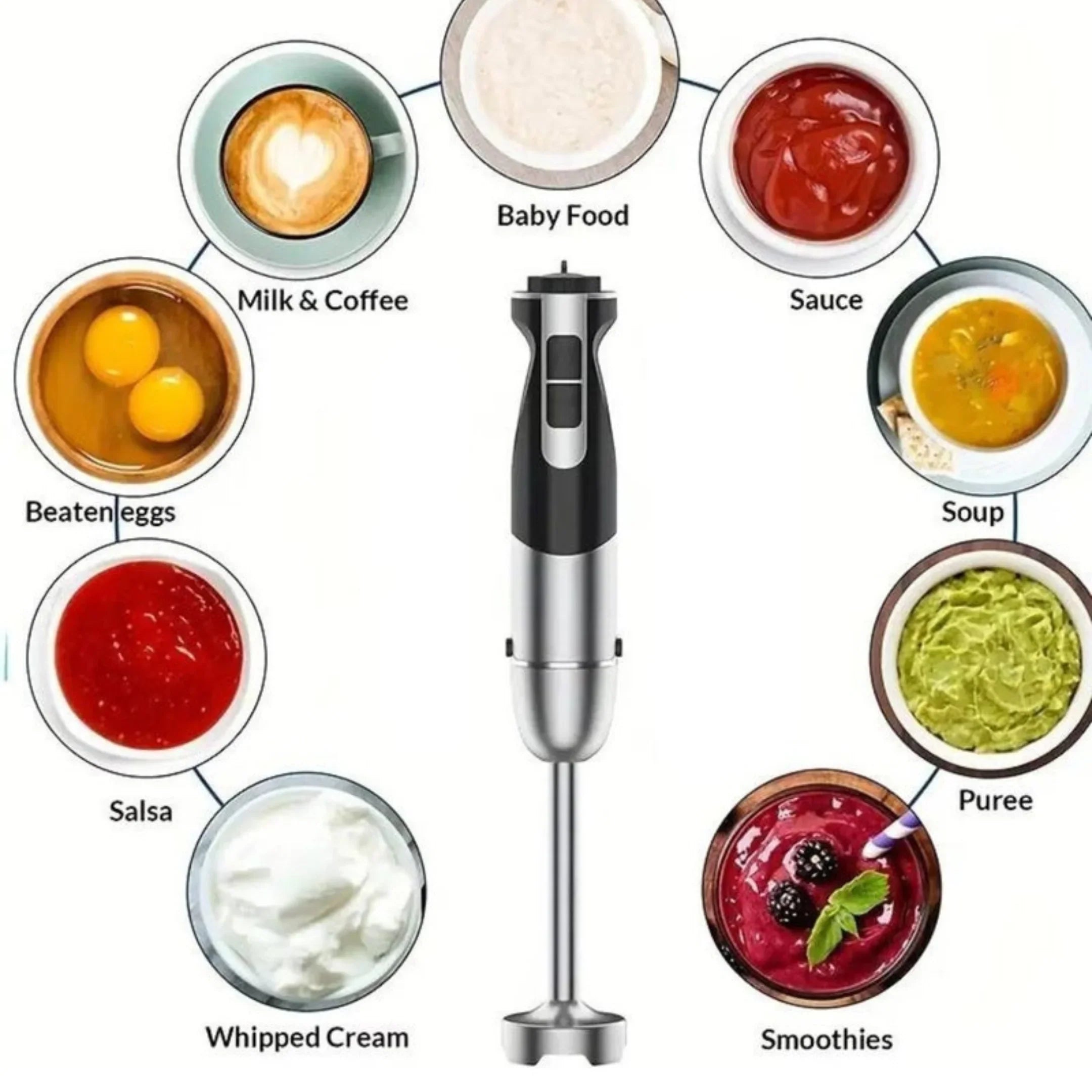 4-in-1 Hand Blender Set | Chopper, Whisk & Ice Crusher