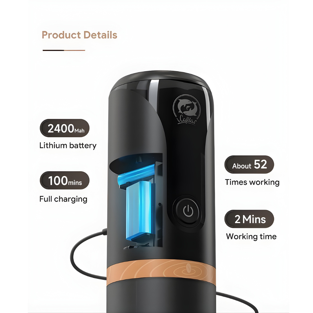 Portable Electric Espresso Maker – One-Touch Travel Coffee Machine