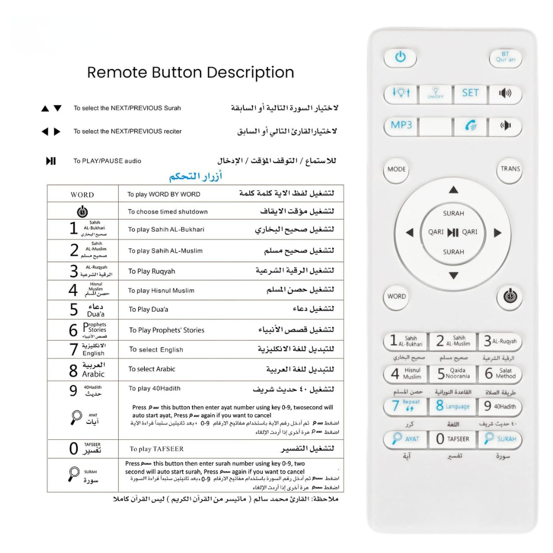 Wall-Mounted Quran Speaker | Wireless Remote & 8GB Storage