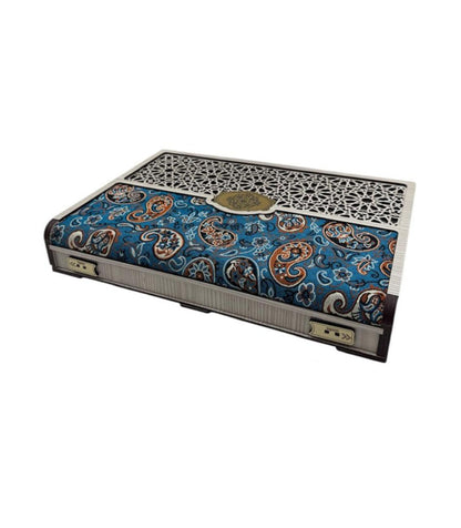 Decorative box with intricate patterns on a white background