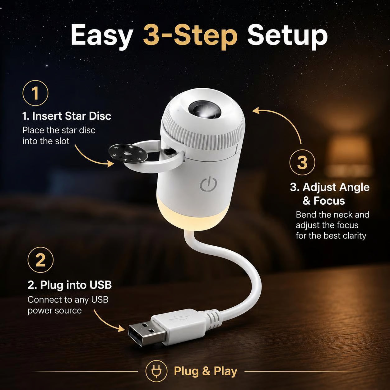 6 in 1 USB Projector - trun your rooms into galaxies