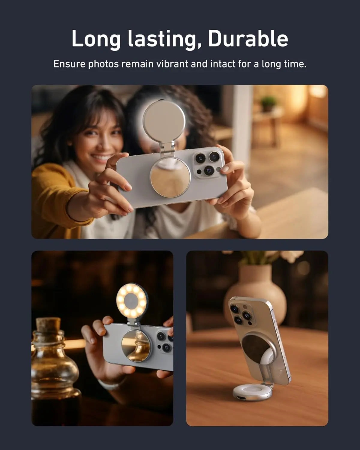 Magnetic Selfie Light with Mirror
