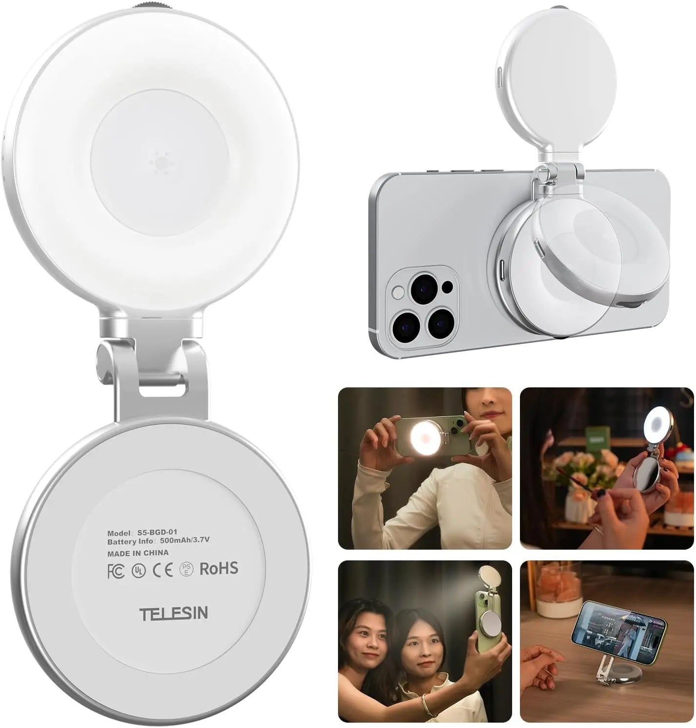 Magnetic Selfie Light with Mirror
