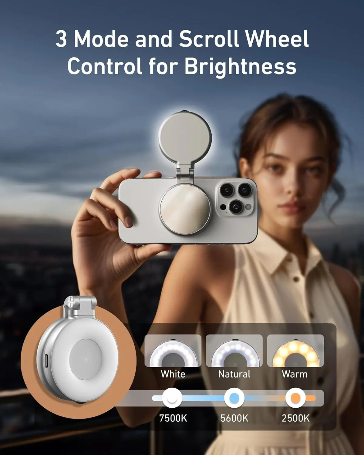 Magnetic Selfie Light with Mirror
